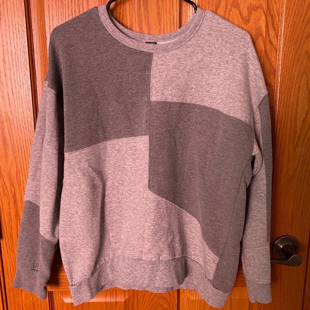 Wild Fable Patchwork Crewneck Sweatshirt | light and dark grey